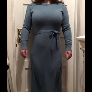 Vintage 70s/80s Blue Pleated Sleeved Sweater Dress
